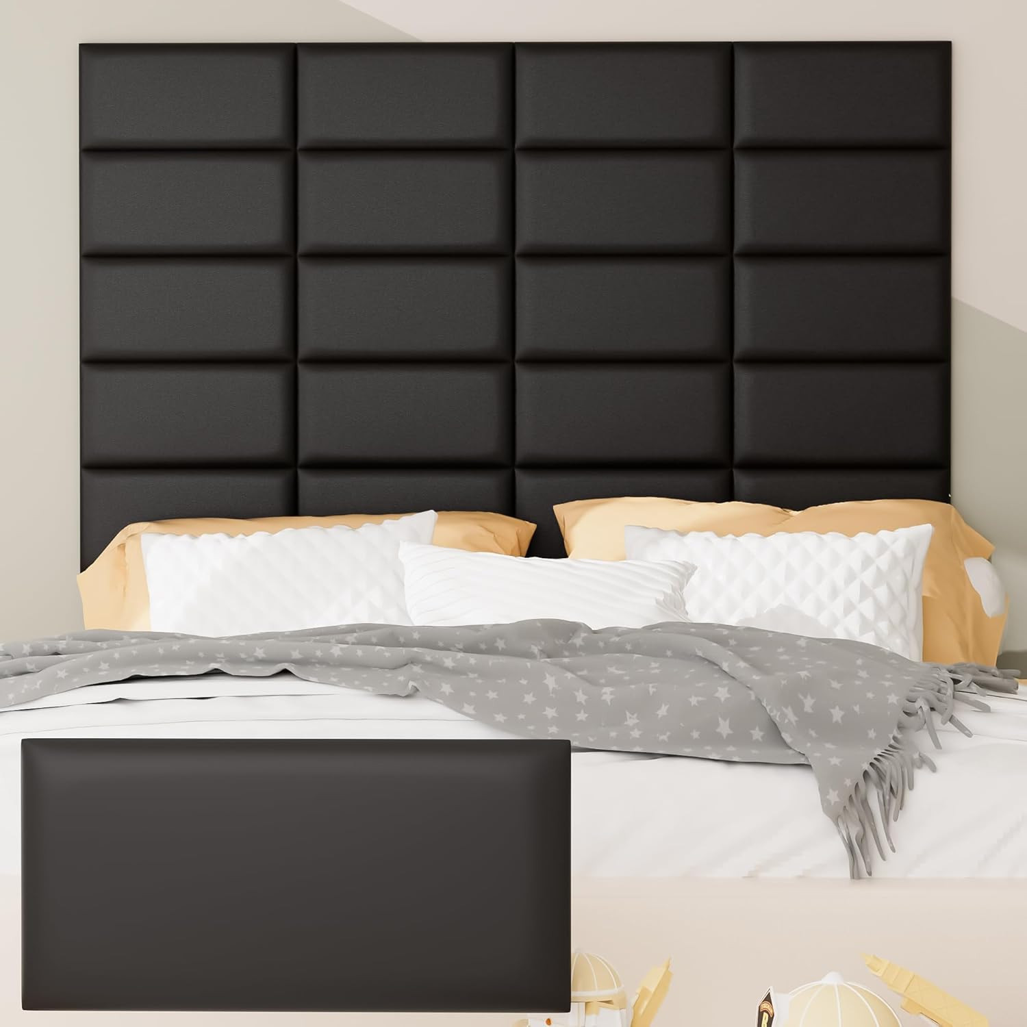 Stylish 3D Self-Adhesive Upholstered Headboards Wall Panels for Twin Beds