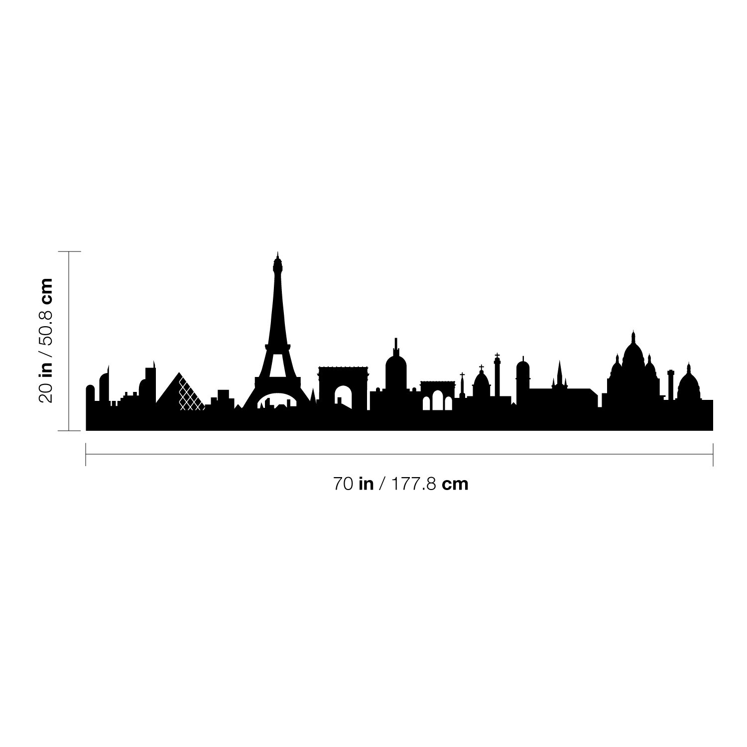 Vinyl Wall Art Decal – Paris Skyline – 20" x 70" – Modern France Decor