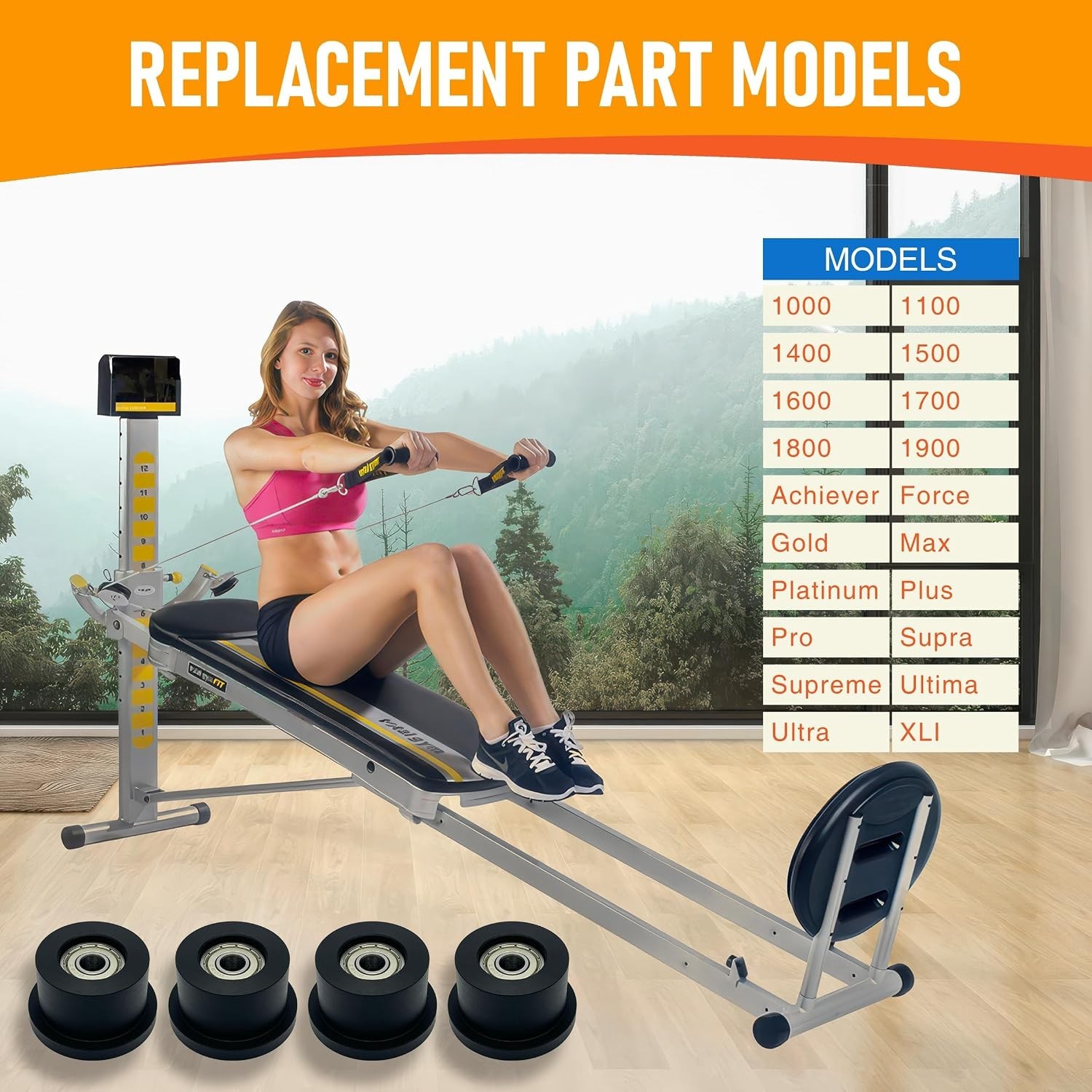 Upgraded Machined Wheels/Rollers Compatible with Total Gym,Replacement Parts for