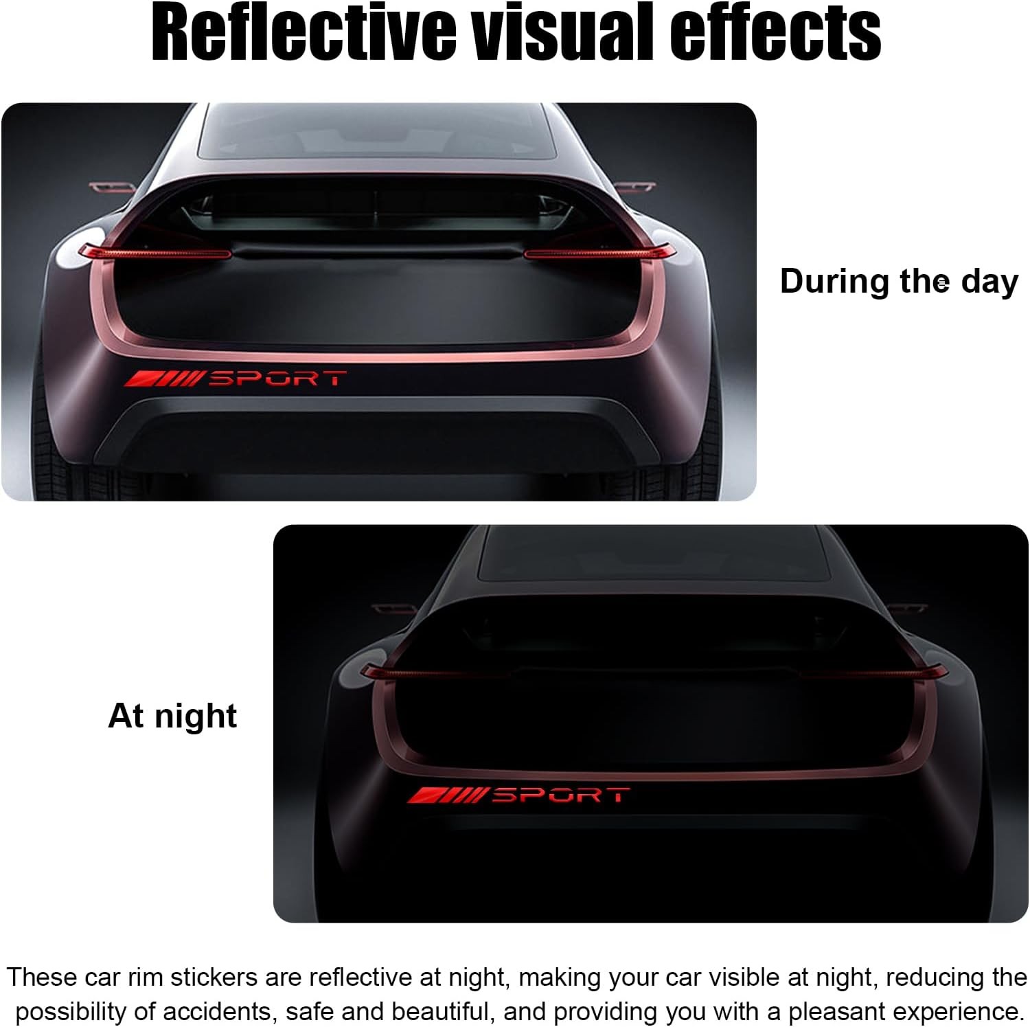 Car Decal Stickers, 14 PCS Reflective Sport Logo, Auto Wheel Rim Decor, Polye…
