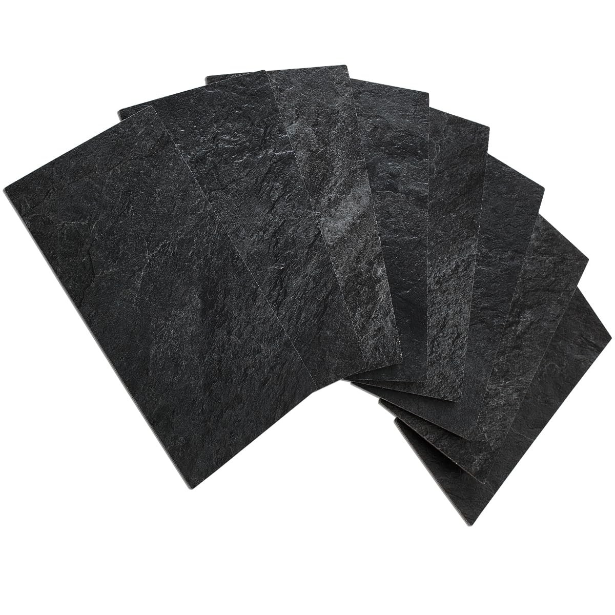 100 Piece Black Slate Peel and Stick Backsplash Wall Tiles, 3" x 6" PVC Faux …