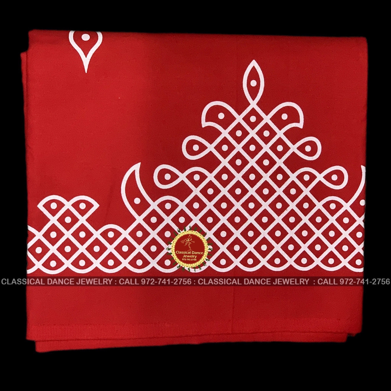 RED Muggu Rangoli Kolam Cotton Back Drop Cloth Ammavaru Weddings Puja Festivals