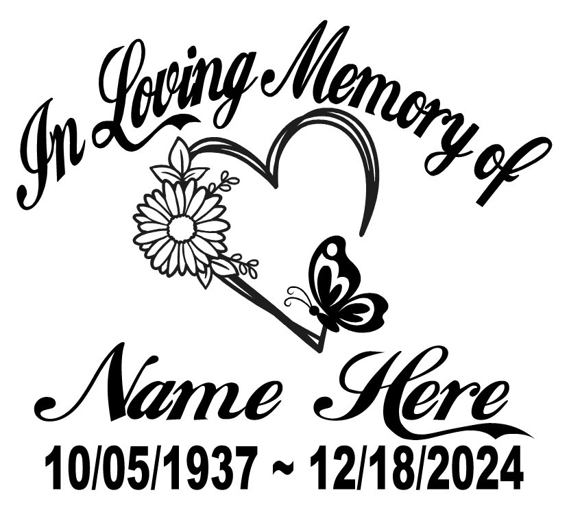 In Loving Memory Decal Heart Flower Butterfly Floral Car Window Vinyl Sticker 05