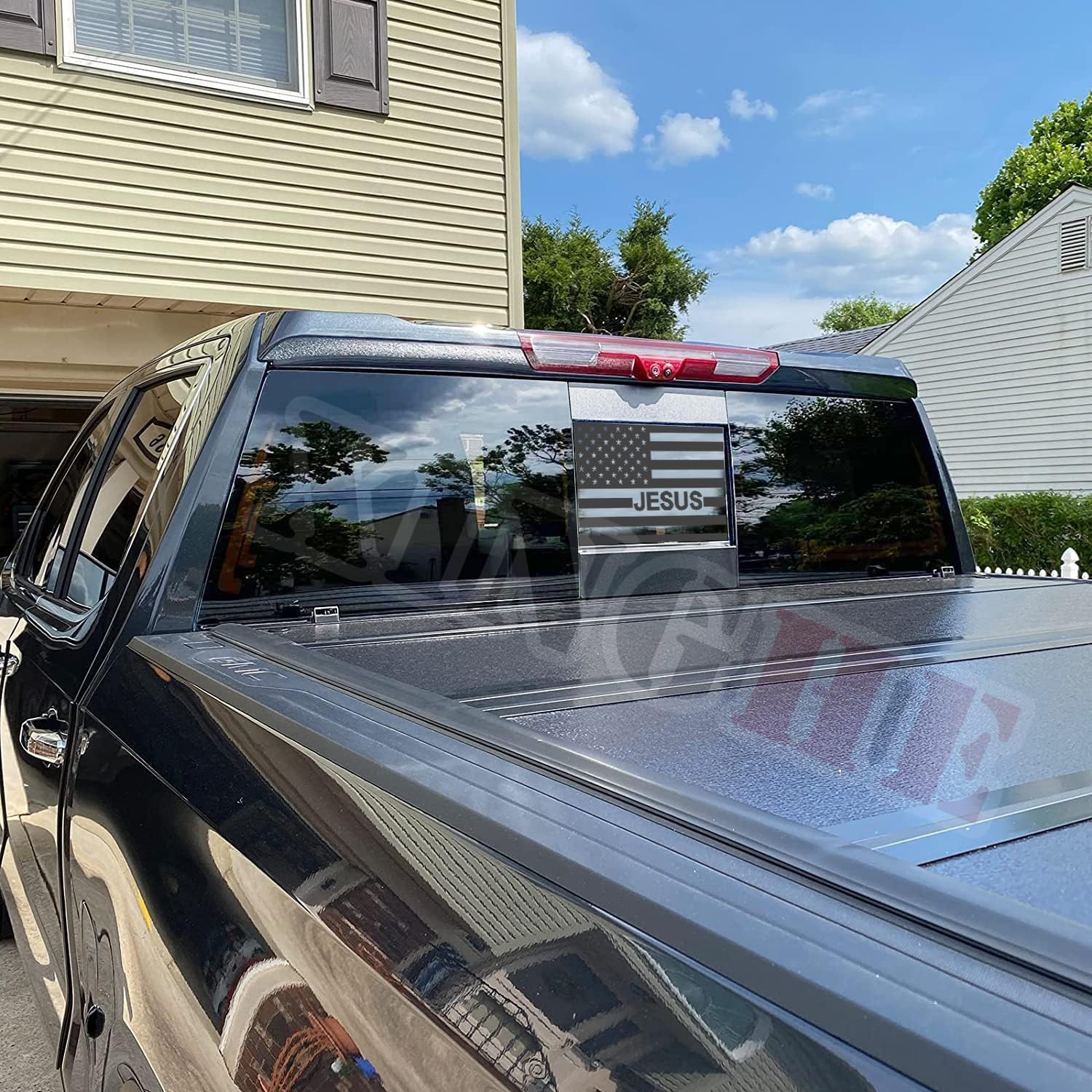 "20192026 Chevy Silverado GMC Sierra Rear Window Jesus American Flag Decals"