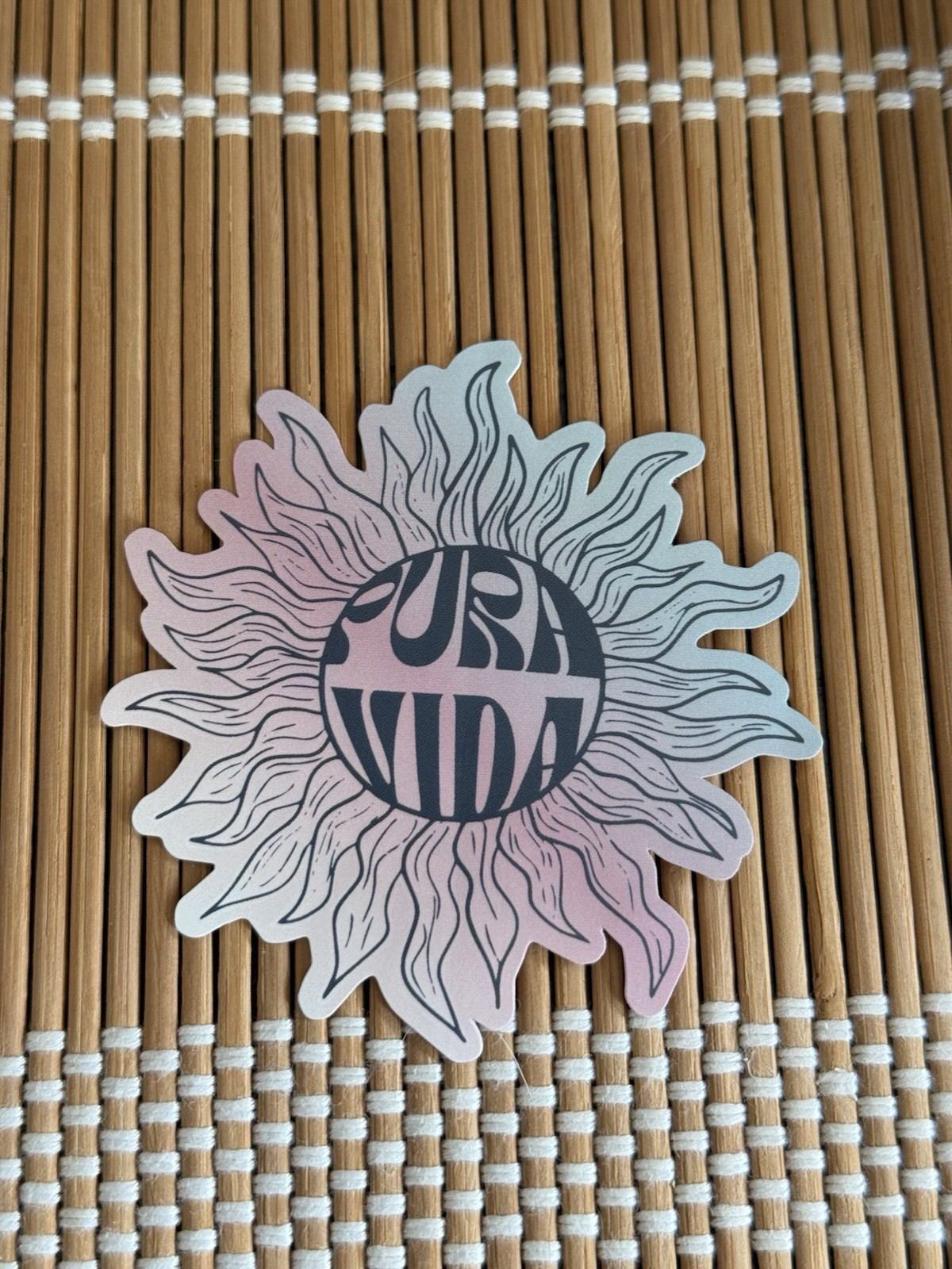 Pura Vida Monthly Club Sticker Pink Blue Ombré Sun