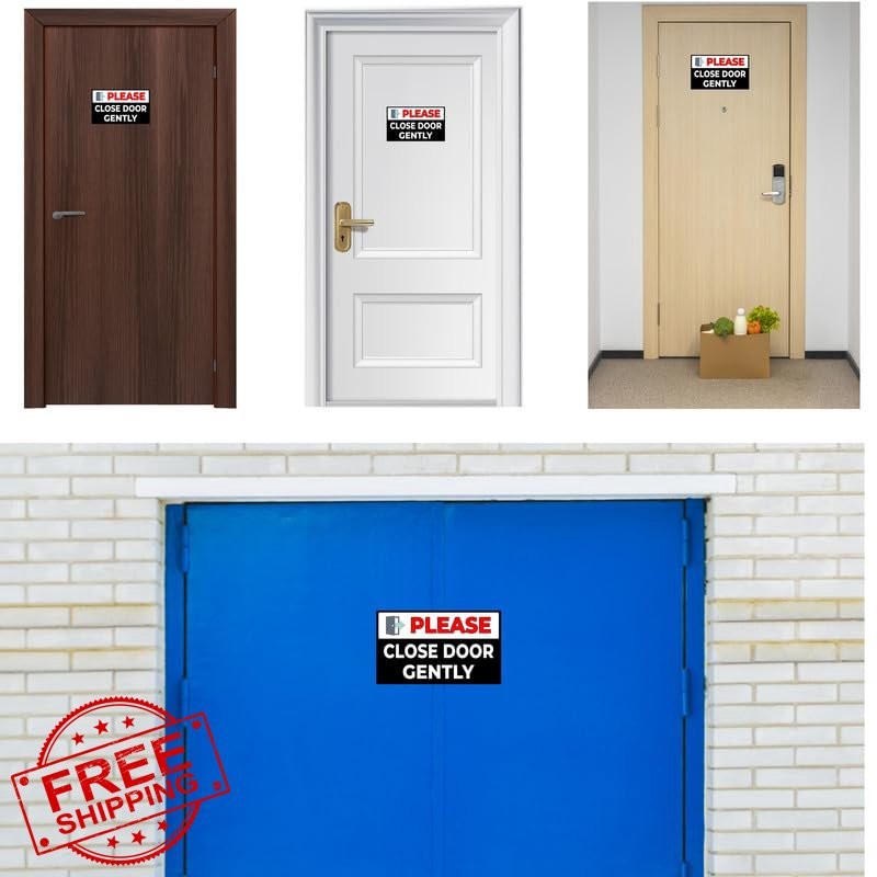 Generic 6Pcs Please Close Door Gently Sticker 5"x3"