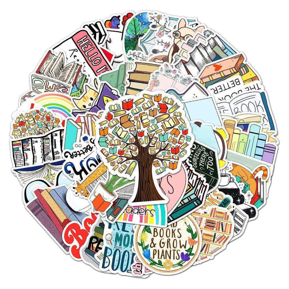 READING Vinyl Stickers [A/B] I LOVE BOOKS Learning BOOKWORM Teacher LIBRARIAN