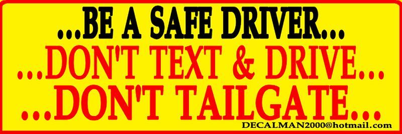 TEXTING & DRIVING. Rear window sticker. 9" X 3".