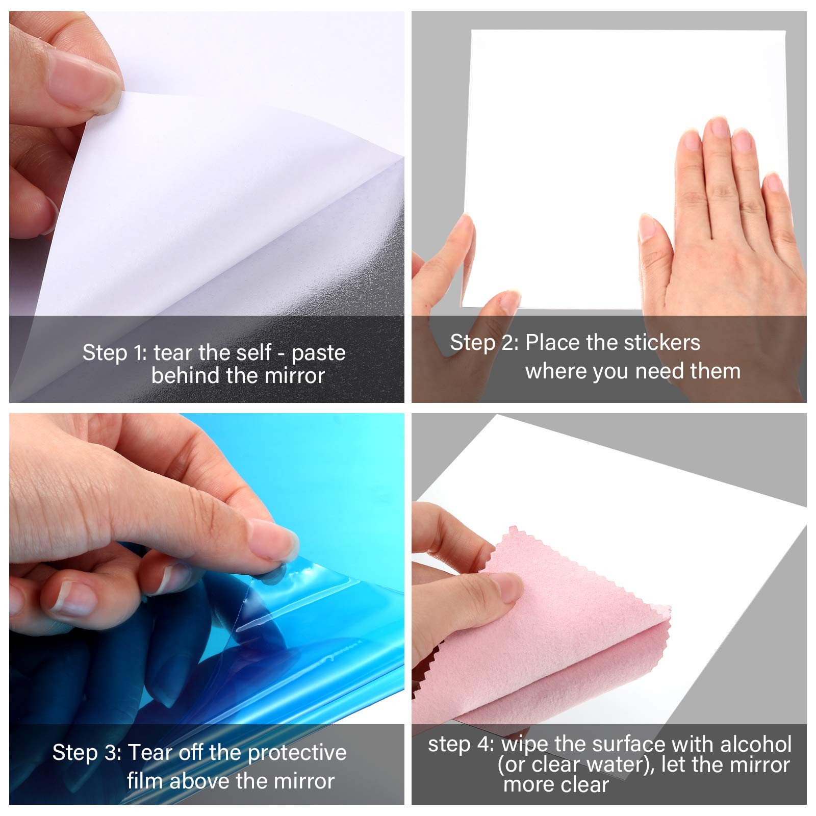 10 Pack Flexible Mirror Sheets Decorative Self Adhesive Mirror Tiles, 8×10 Inch