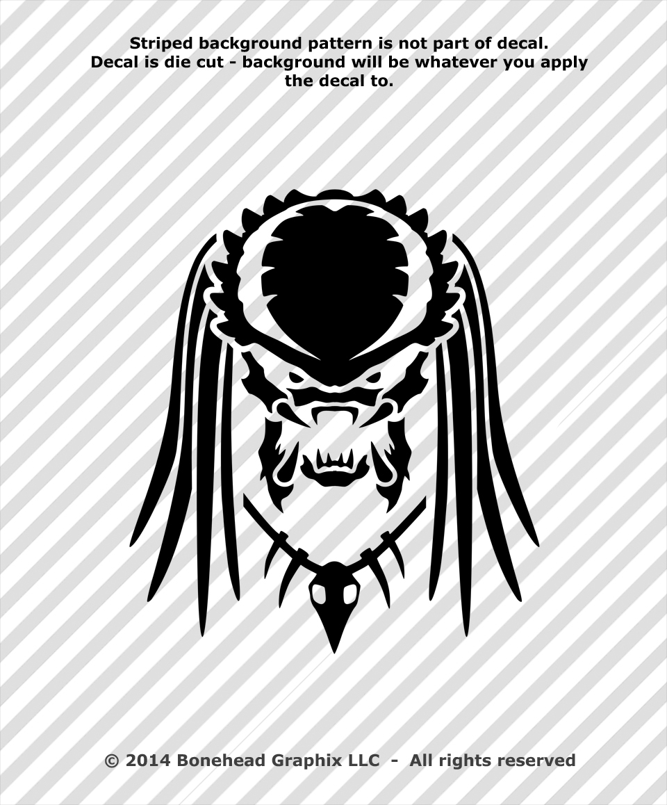 Predator Inspired XL Vinyl Decal Window Sticker – 25 Colors