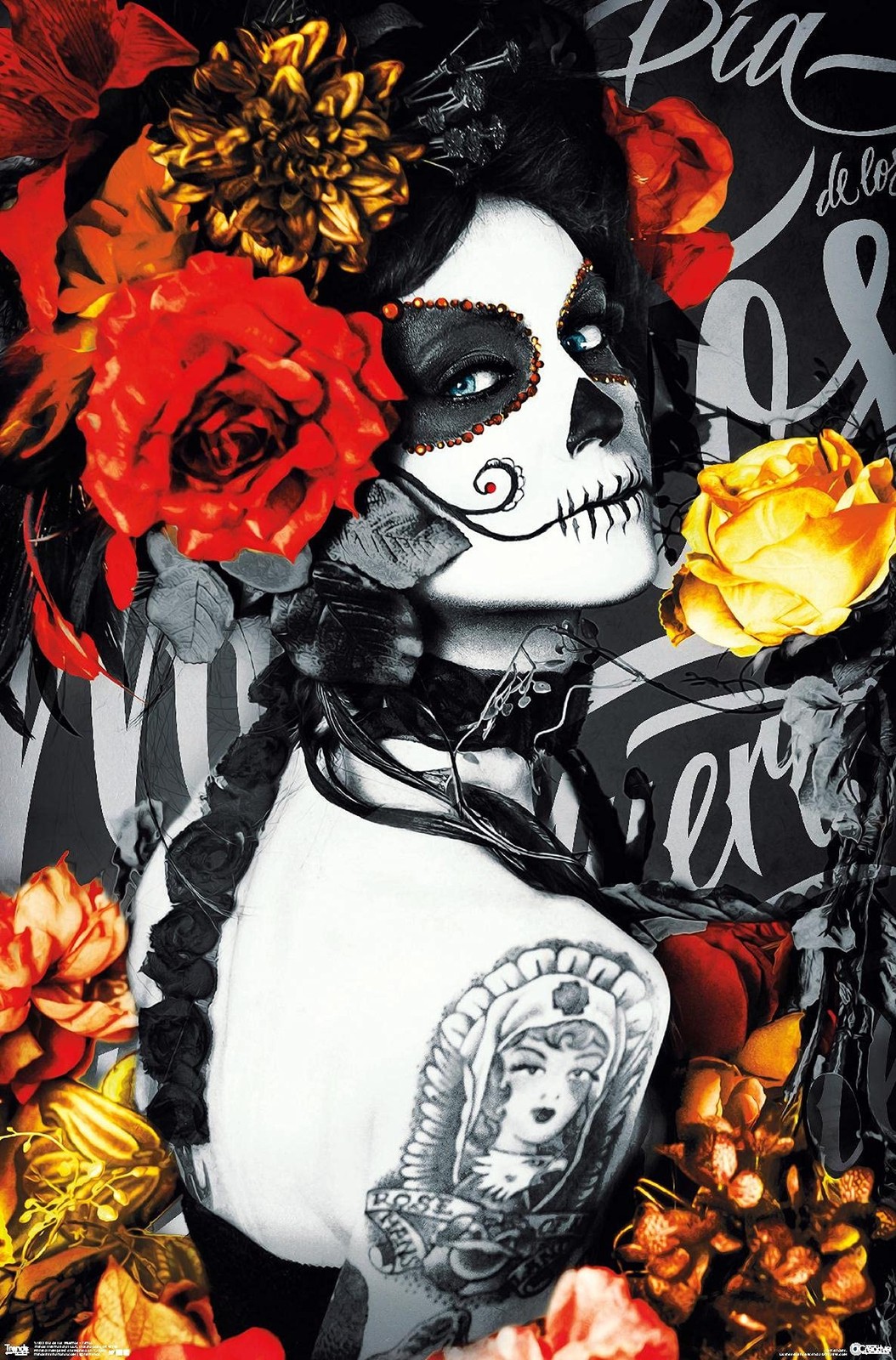 Trends International Día De Los Muertos – Tattoo Wall Poster, 22.375" x 34"