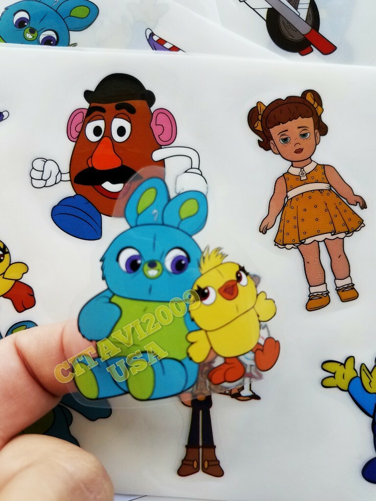 TOY STORY 4 STICKER SET OF 10 WOODY, JESSY, BUZZ LIGHT DECAL WATERPROOF CARTOON