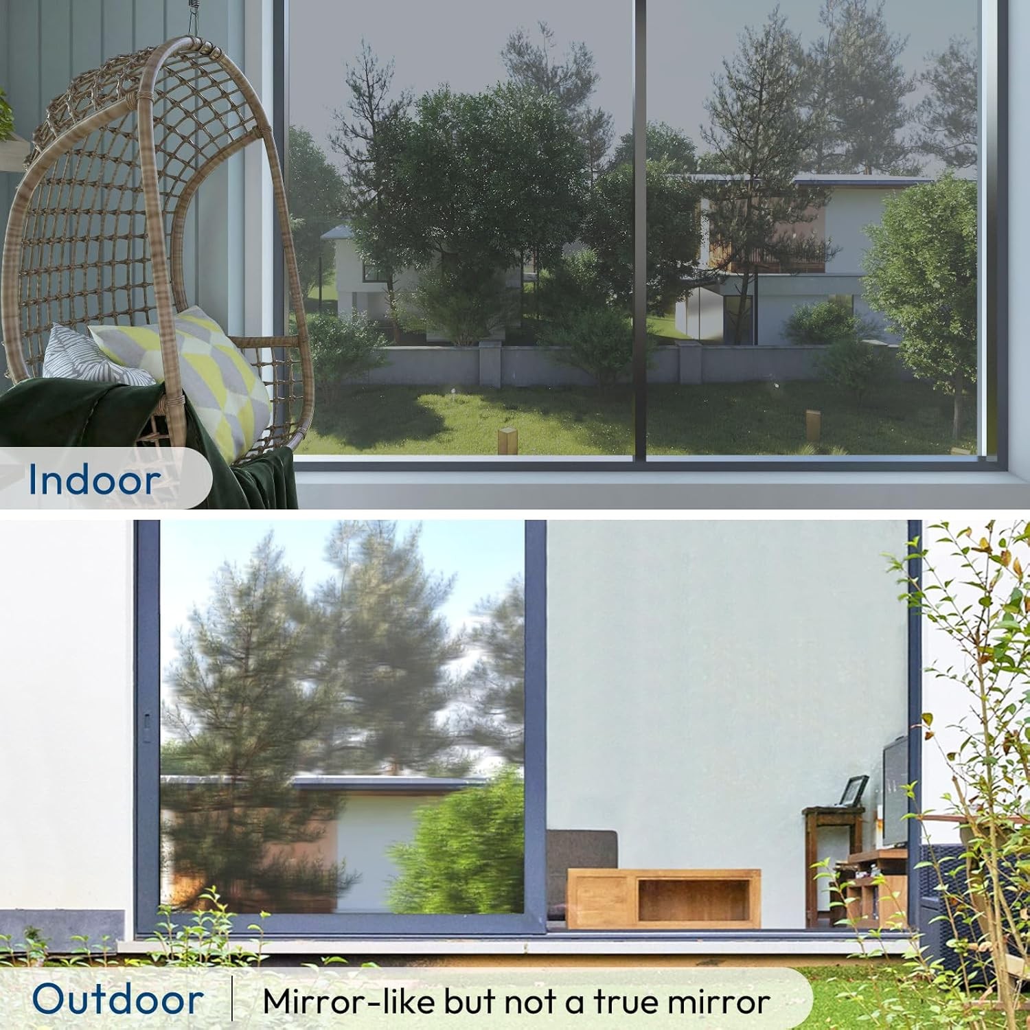 Rabbitgoo One Way Mirror Window Film Privacy Heat UV Reflective Control Tint