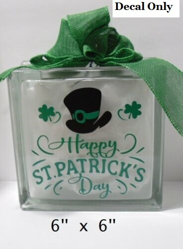 St. Patrick's Day decal sticker for DIY 8" glass block or tile