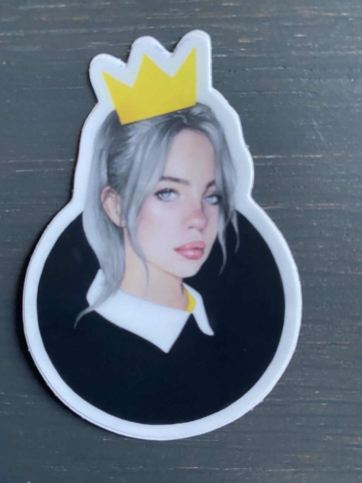 Billie Eilish Vinyl Sticker Yellow Crown And Black Very High Quality 3”