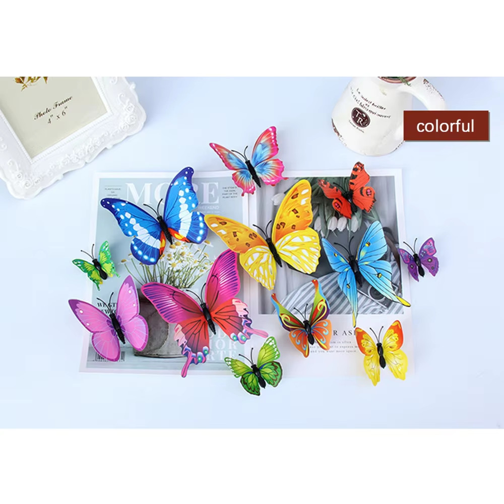 12Pcs 3D Butterfly Wall Stickers Diy Stationery Sticker Handmade Craft Supplies