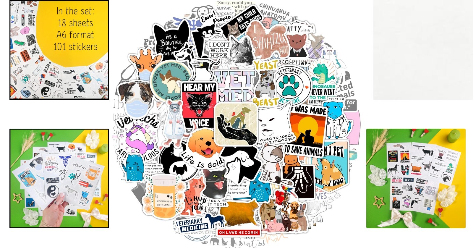 100 Count Veterinary Stickers – Humorous Decals for Vets & Pet Lovers