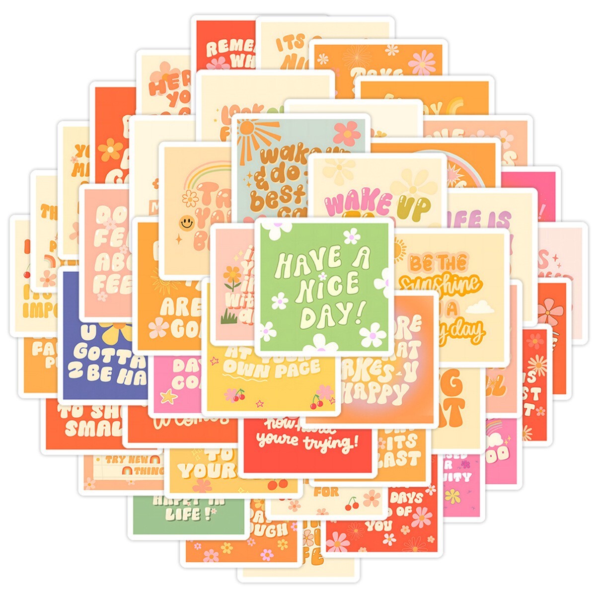50pc Waterproof Vinyl Stickers Motivational Inspirational Phrases Luggage Phone