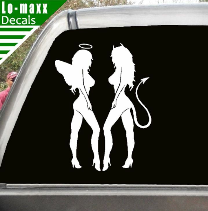 Hot Sexy Angel & Devil Girl Car Truck Boat Superior Quality Die Cut Vinyl Decal