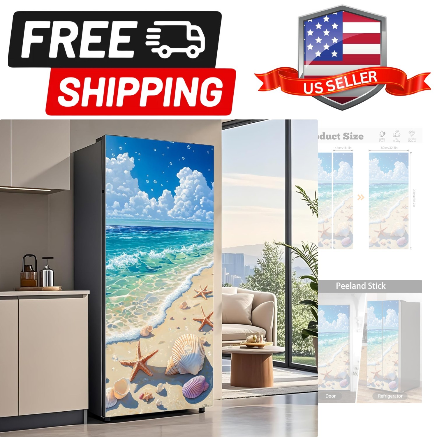 Self-Adhesive Refrigerator Wrap Set – Removable Vinyl Fridge Stickers, Peel &…