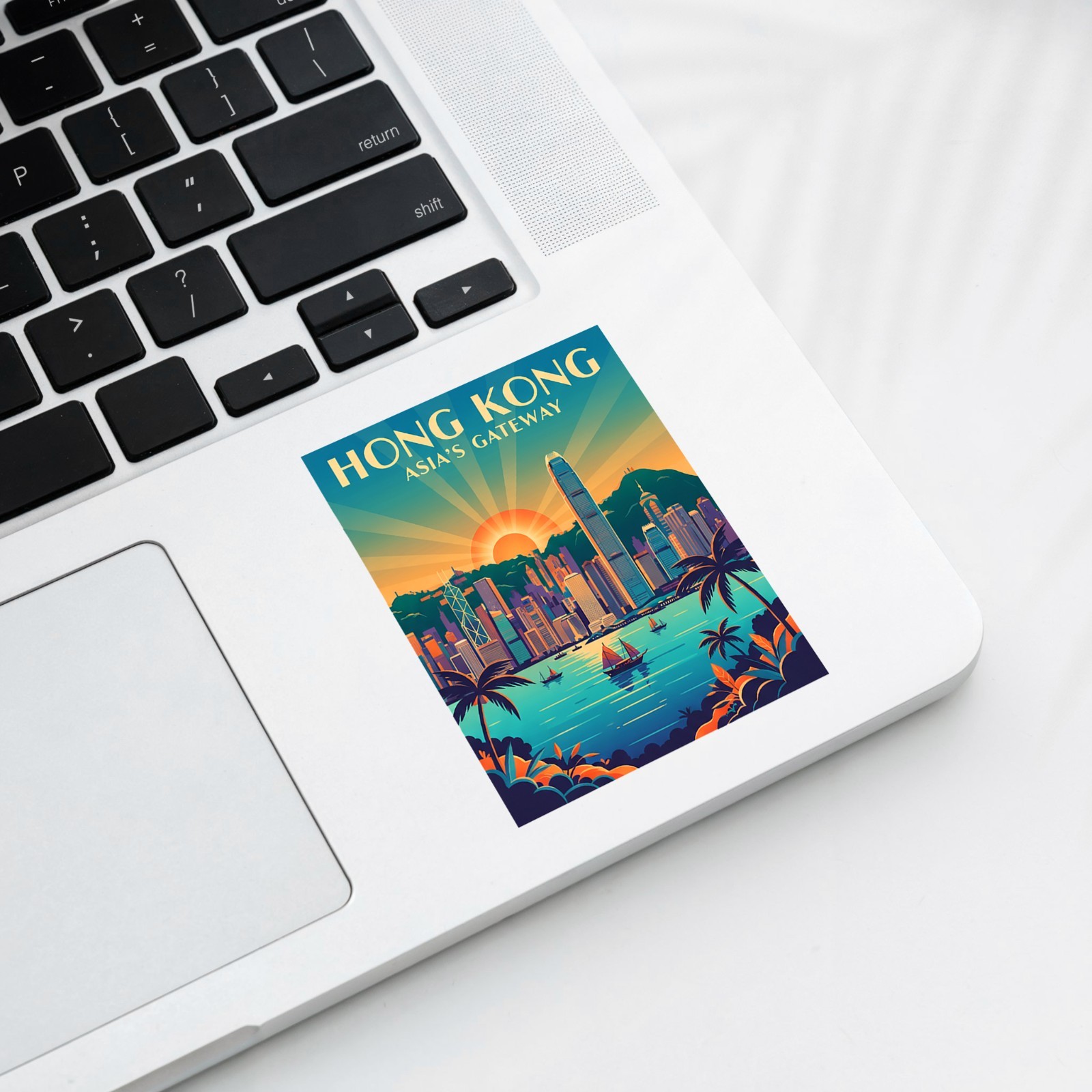 Hong Kong Vintage Travel Sticker Die Cut Waterproof Souvenir Laptop Decal