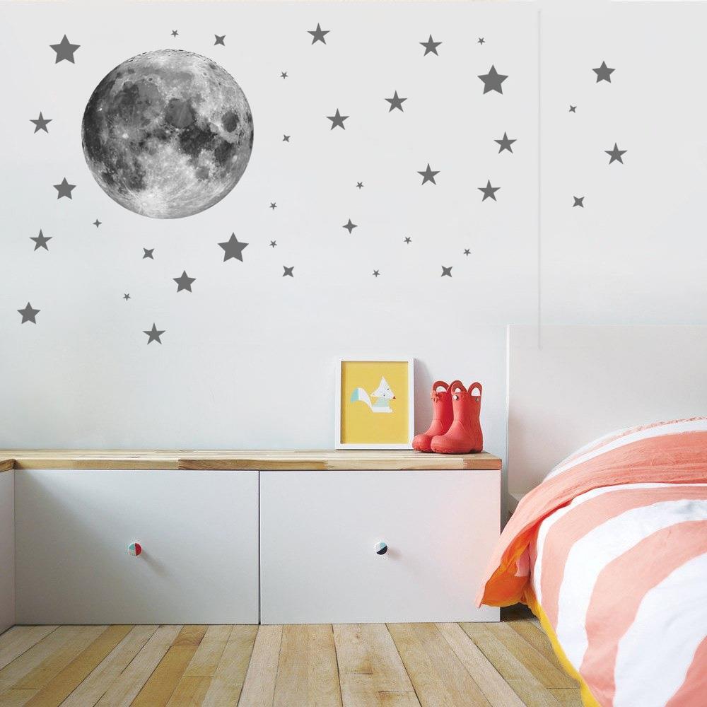 Full Moon and Starry Sky Decal WALL STICKER Decor Stars Children Kids WC174