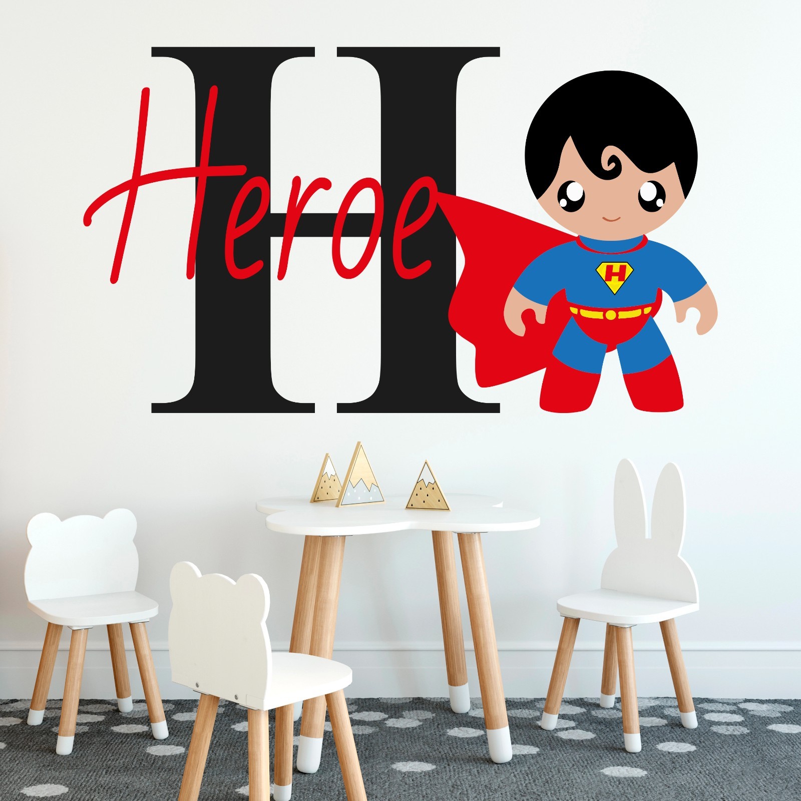 Custom Name Super hero Wall Decal – Superhero Sticker Peel and Stick Removable