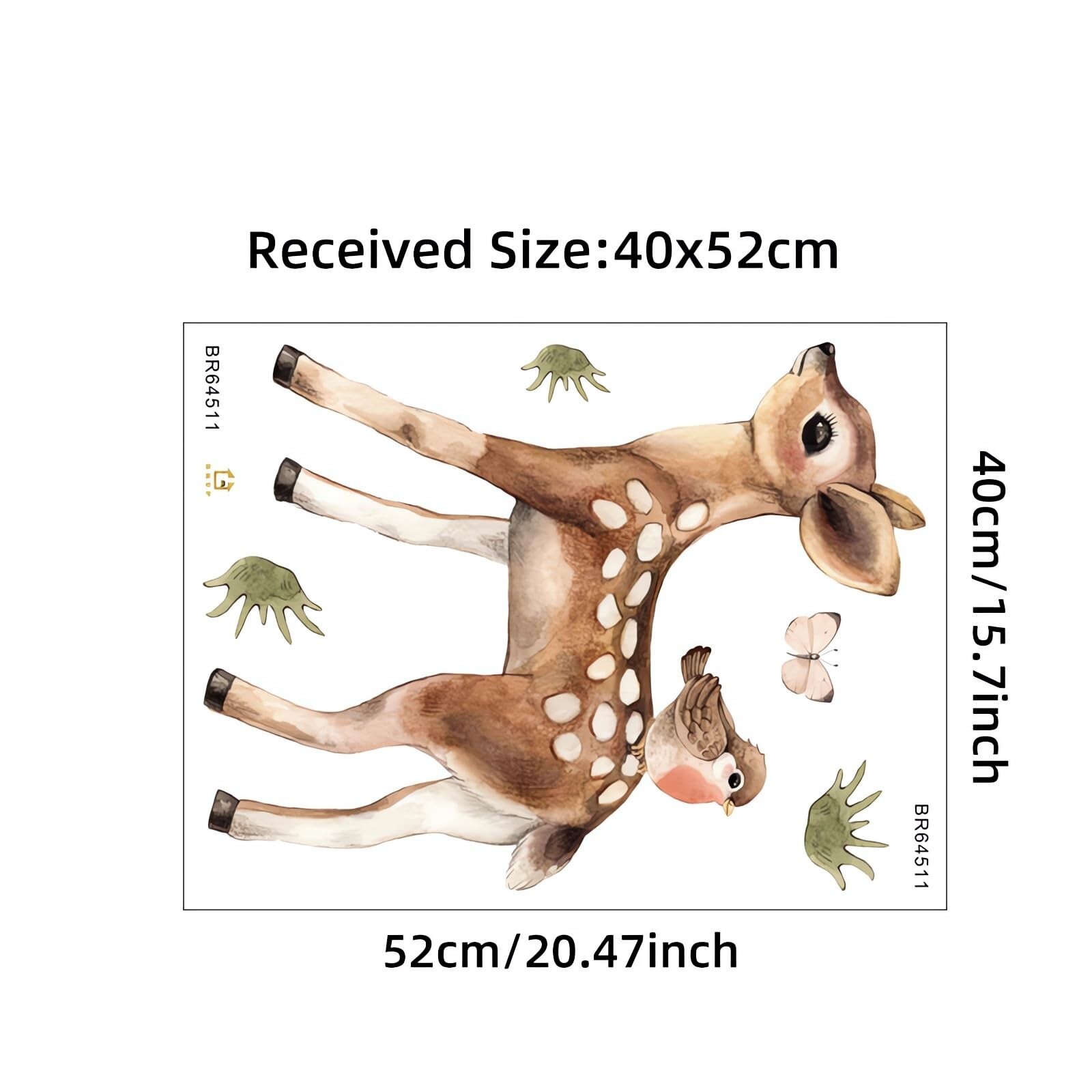 Cute Fawn and Bird Butterfly Deer Wall Stickers, sacinora Cartoon Jungle Anim…