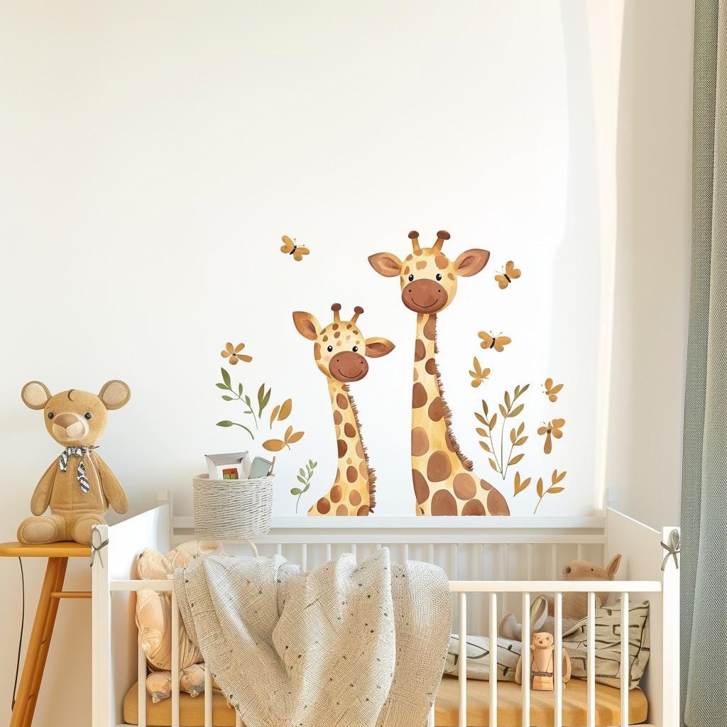 Playful Giraffe Wall Decal | Watercolor Minimalist Decor