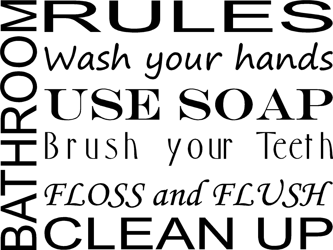 Bathroom Rules – Subway – Vinyl Decal Home Décor 12" x 16"