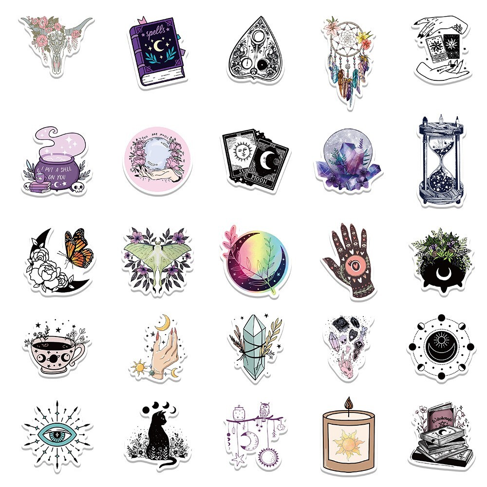 200pcs SPIRITUAL Stickers Pack,Crystal Potion Gothic Halloween Stickers,#196-199