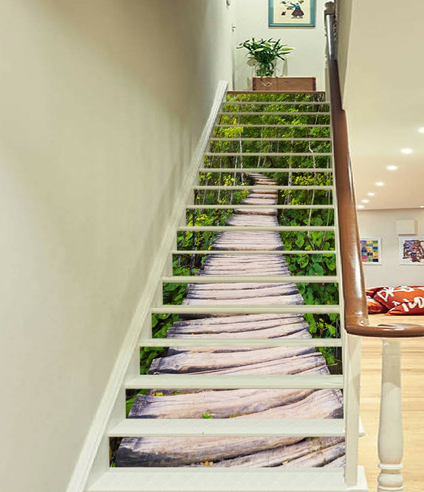 3D Wooden Bridge 693NA Stair Risers Decoration Photo Mural Decal Wallpaper Fay