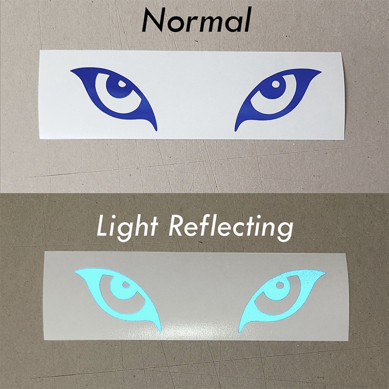 Reflective Wolf Cartoon Eyes Vinyl Decal Sticker for Motorcycle Helmets, Cars