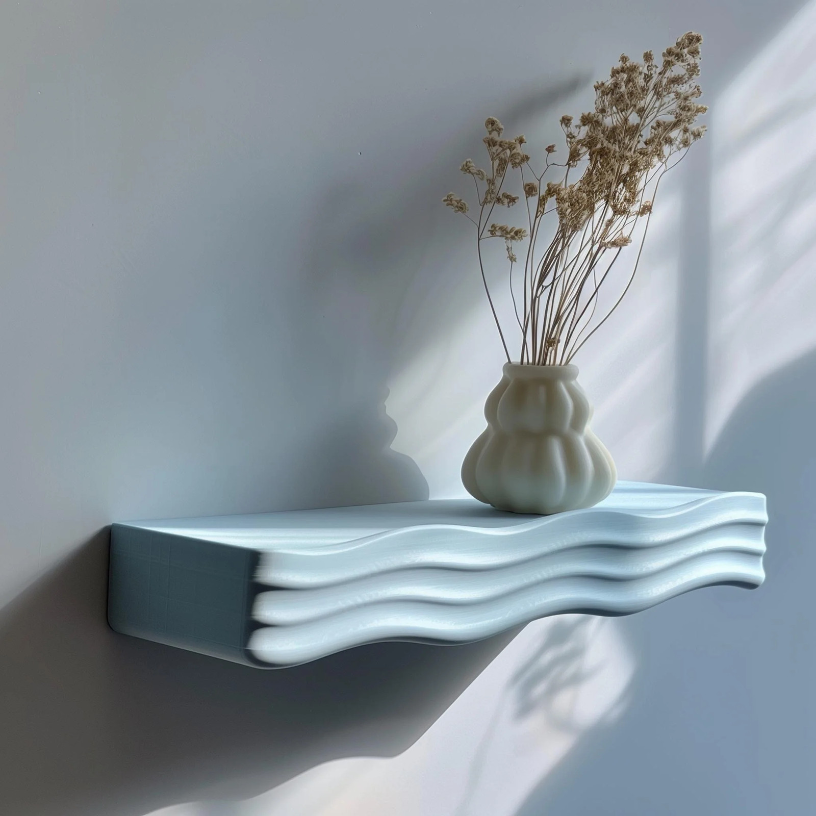 3D Printed Wavy Wall Shelf | Modern Floating Shelf with Organic Curves |