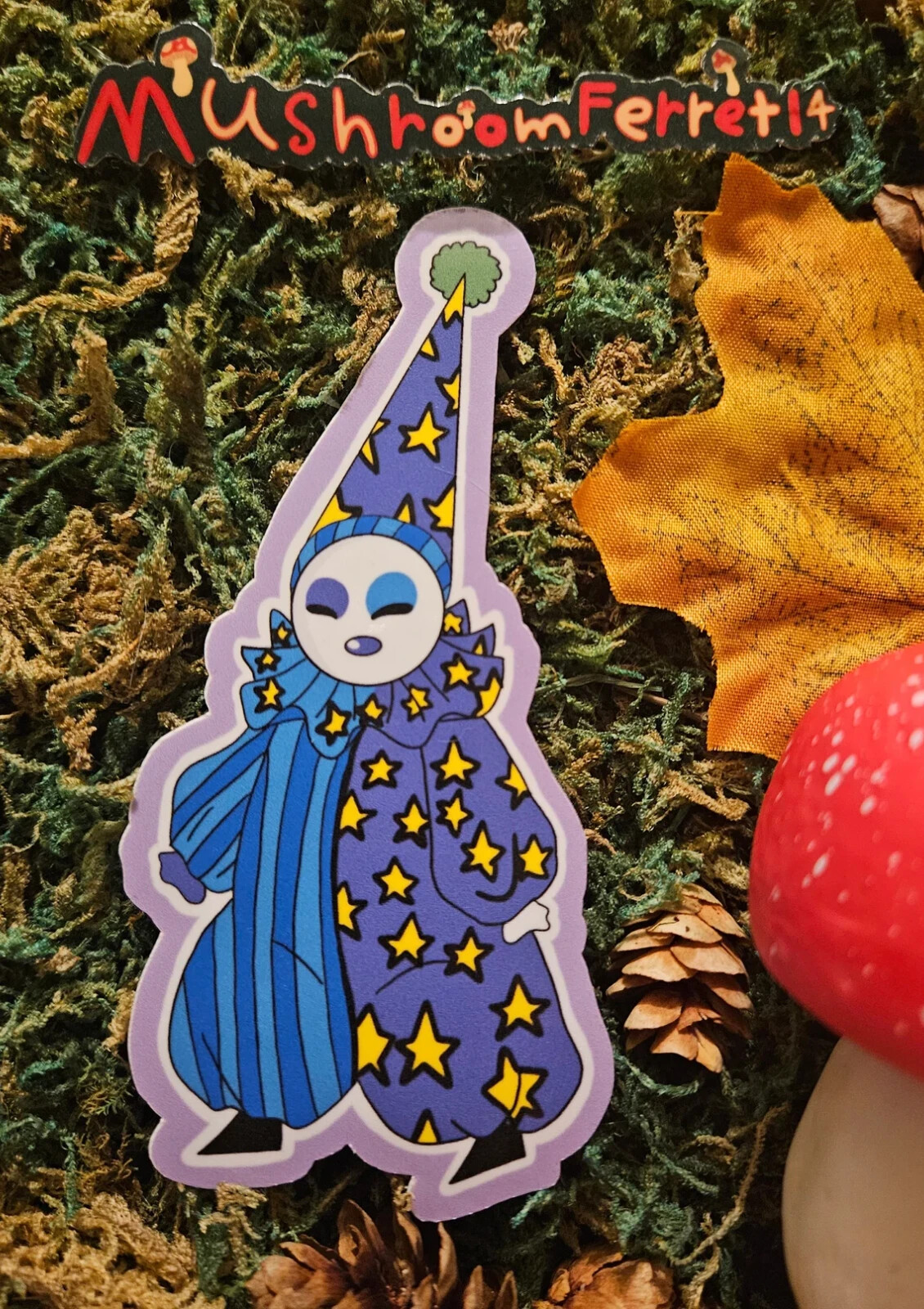 Handmade "Happy Face Clown" die cut sticker. Weatherproof. See description!