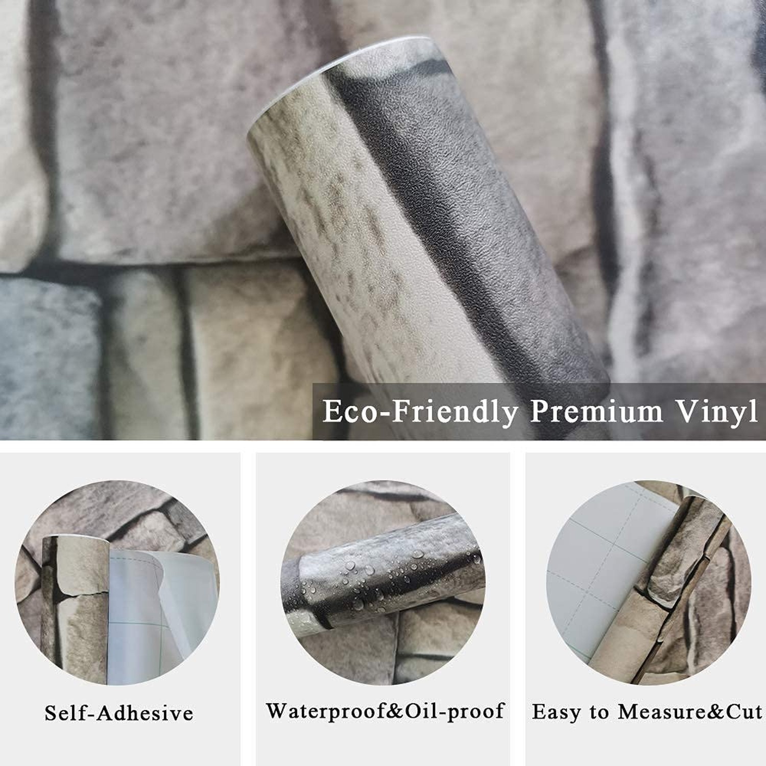 Ohmywor Stone Wallpaper Peel and Stick Brick Wallpaper Self-Adhesive 17.71"x …