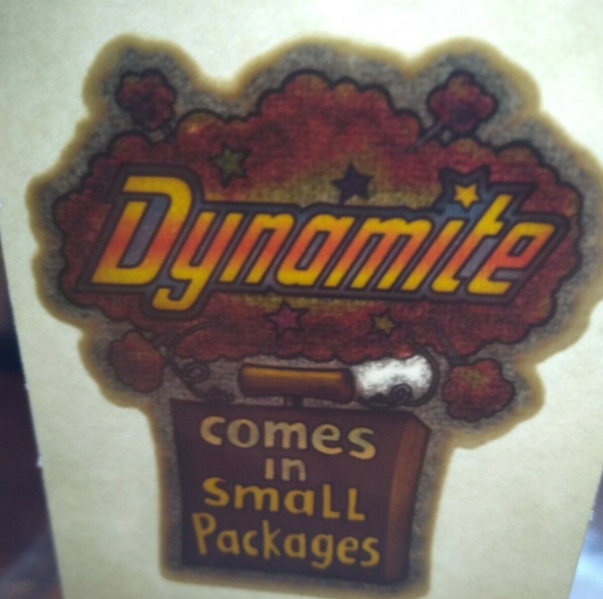 Dynamite Comes In Small Packages Screamin Gleamin Glitter Iron-On Decal Donruss