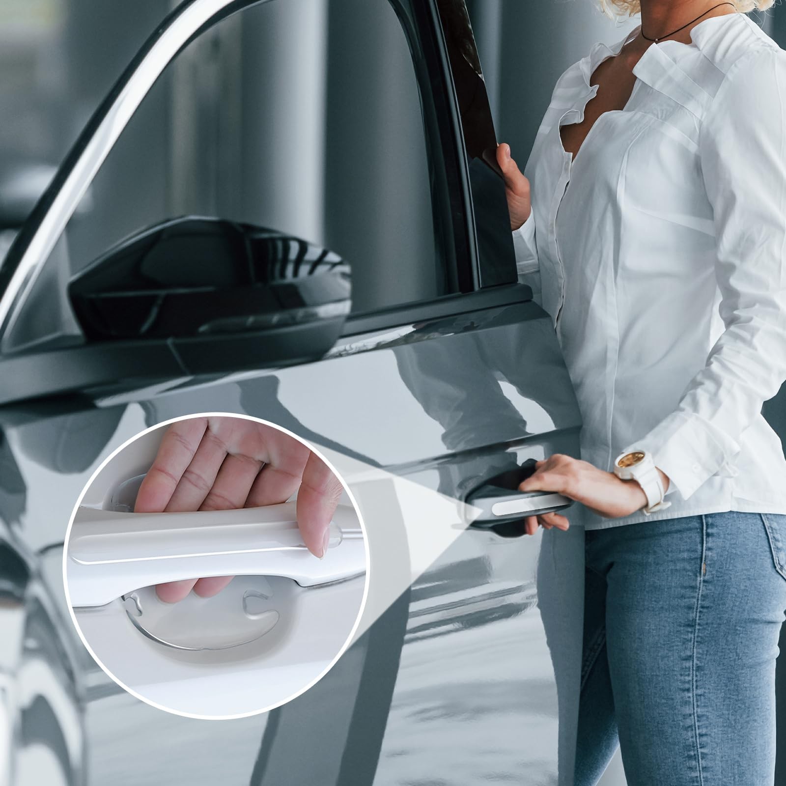 8 Pcs Car Door Handle Protector Anti Scratch Film Stickers for Cars SUVs Trucks