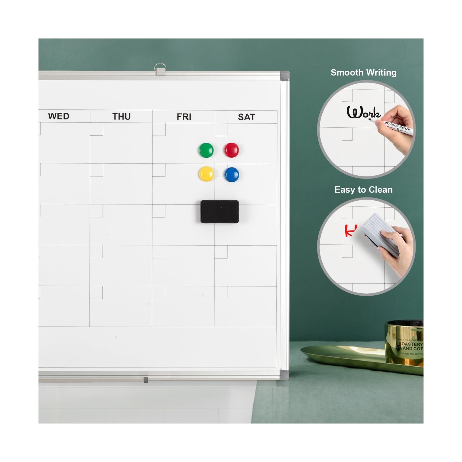 Comix Magnetic Dry Erase Calendar Whiteboard, 36 x 24 Inches Monthly Calendar…