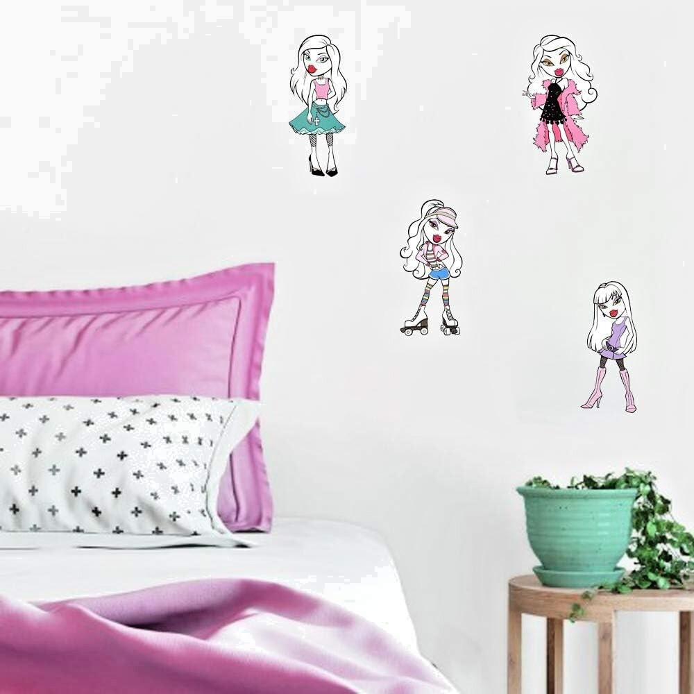 16 pc Bratz Retro Peel and Stick Wall Stickers Stickups Decor Accents NOS