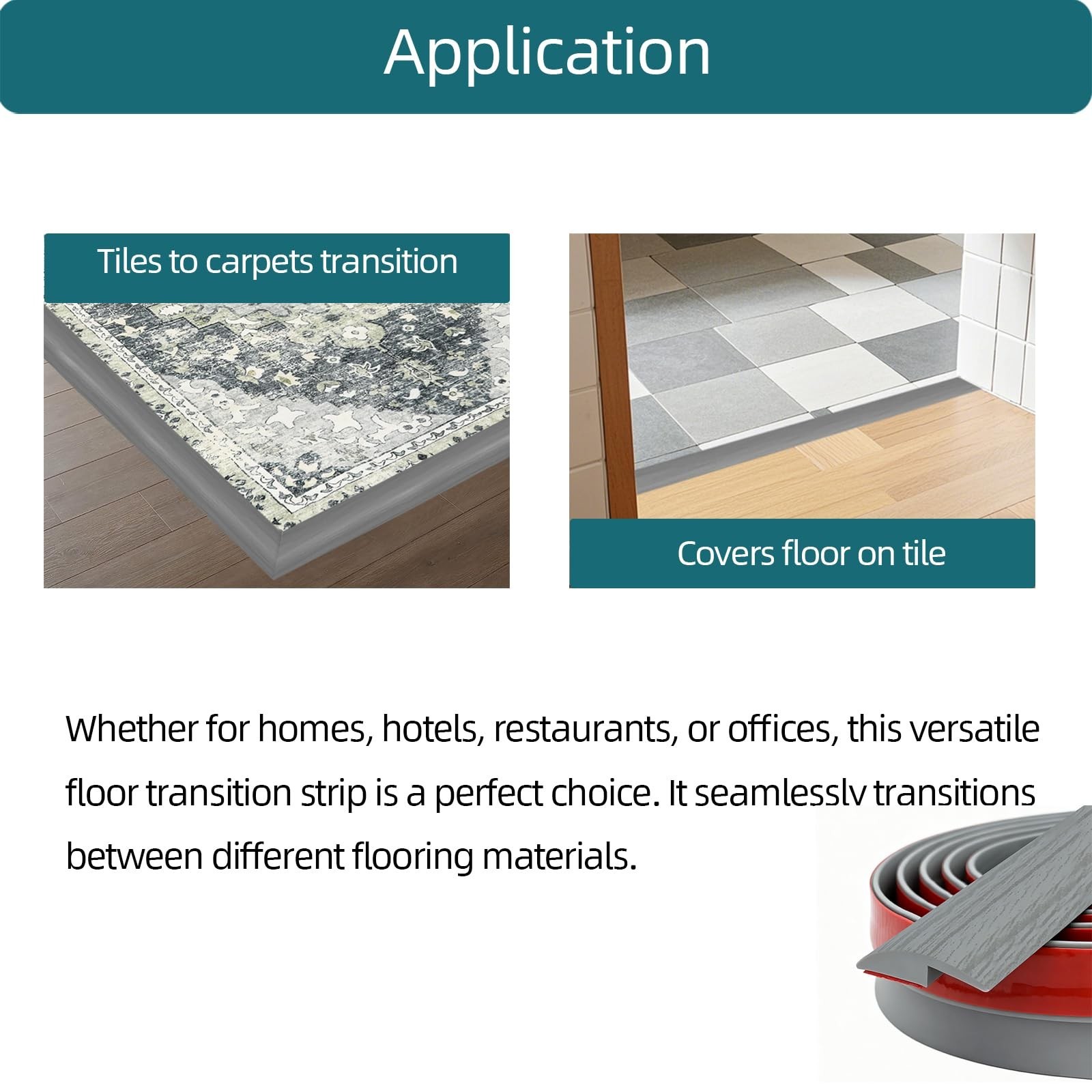 Carpet Floor Transition Strip, Self-Adhesive Carpet to Tile Transition Edging…