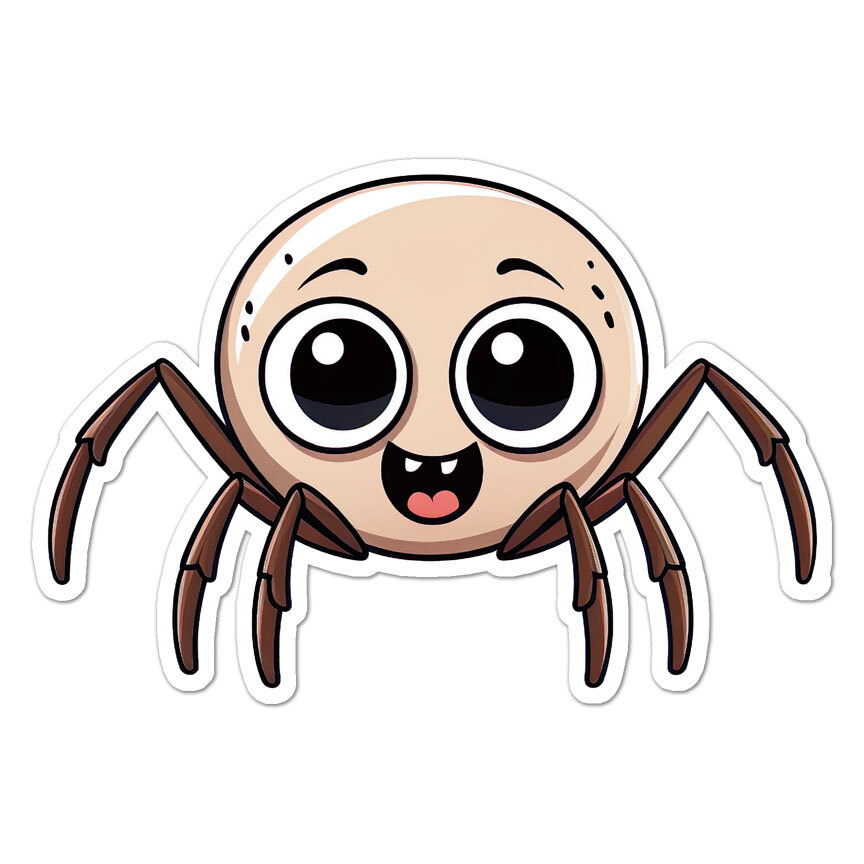 Cartoon Spider Cute, Vinyl Decal Sticker, Indoor Outdoor, 3 Sizes, #9943