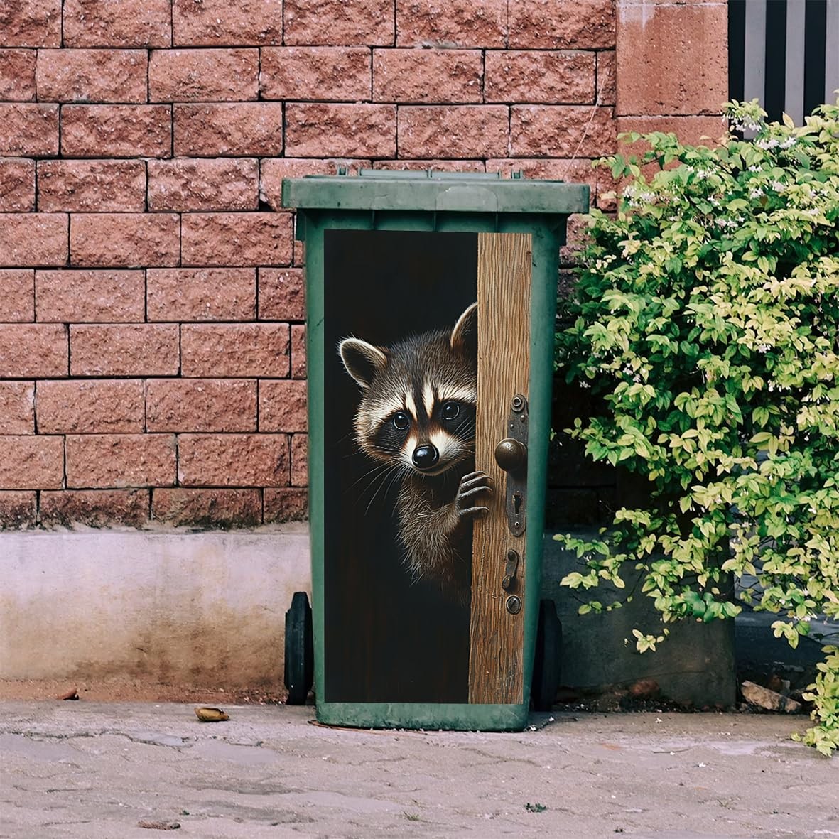 1pcs Wheelie Bin Stickers, Donkey Peeking Sticky Dustbin Decals, 14.5" x 32.2…