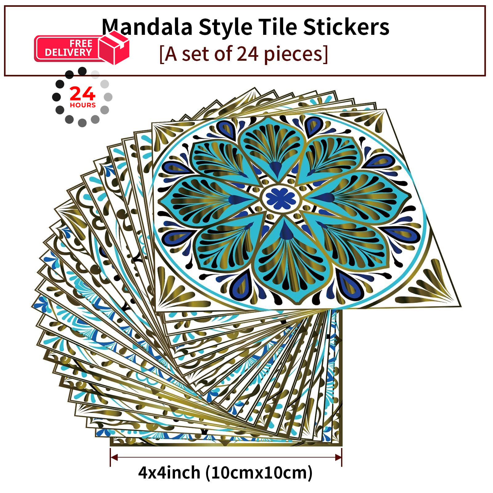 24Pcs Peel and Stick Tile Stickers, 4×4 Bathroom & Kitchen Backsplash Ts-104