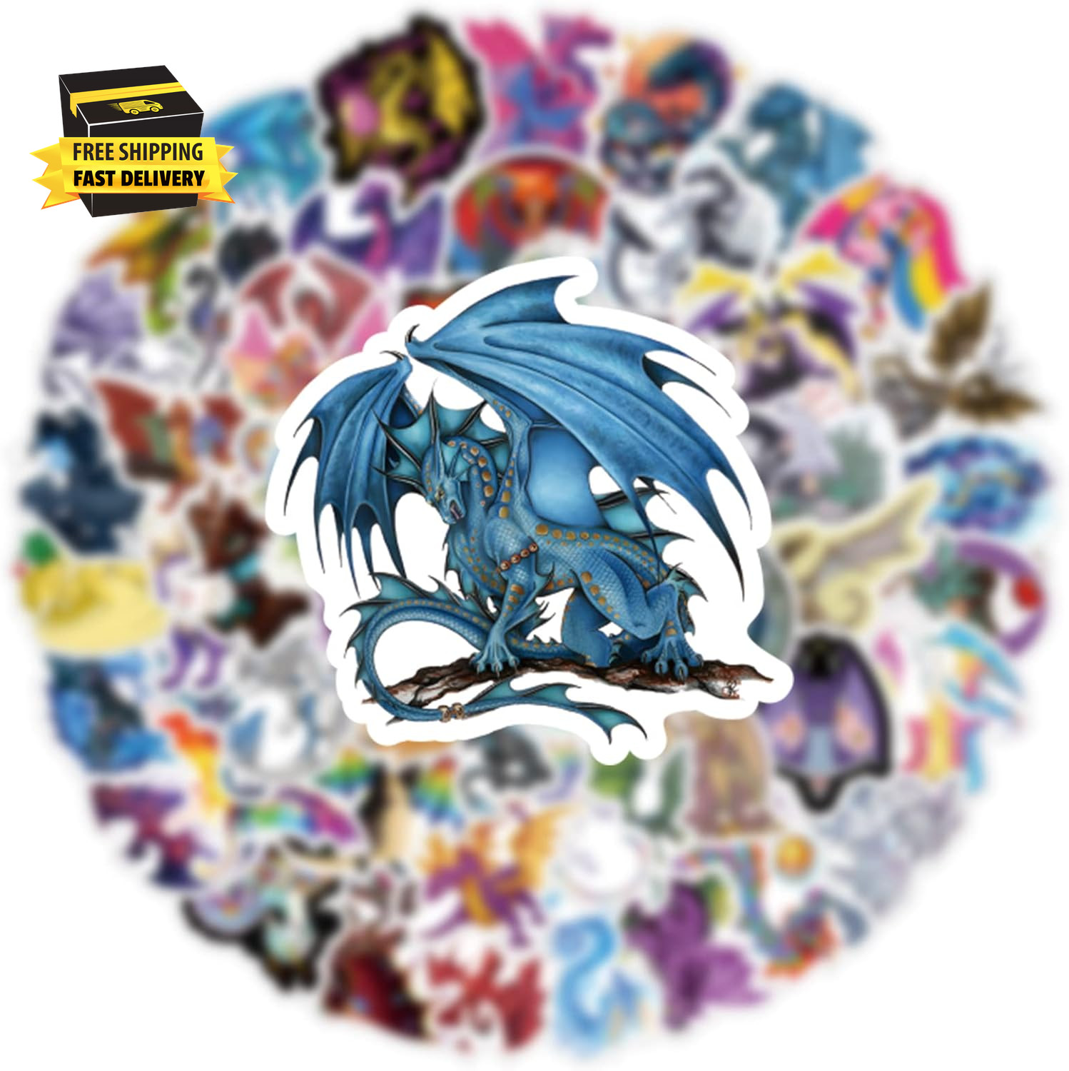 61Pcs Dragon Stickers Pack, Aesthetic Cartoon Cute Vinyl Waterproof Decals for W