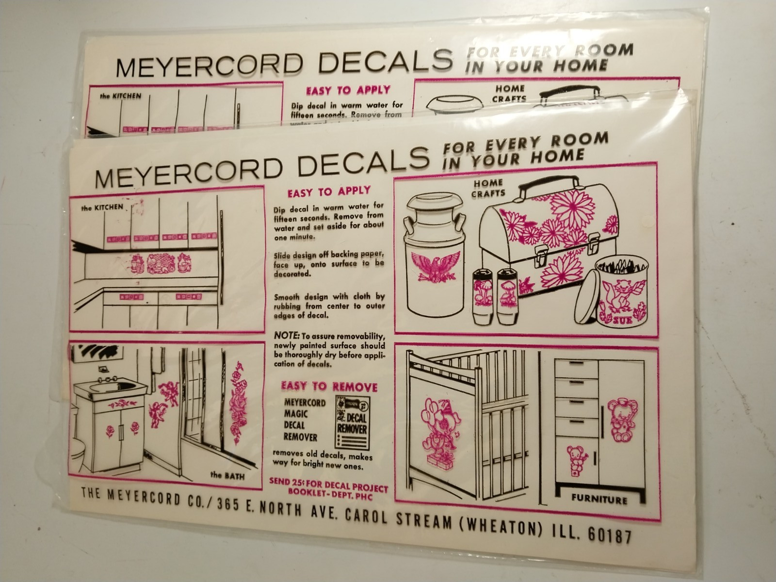 2 Vintage Meyercord Decals NIP Retro Butterfly Original 1960’s Mid Century Lot