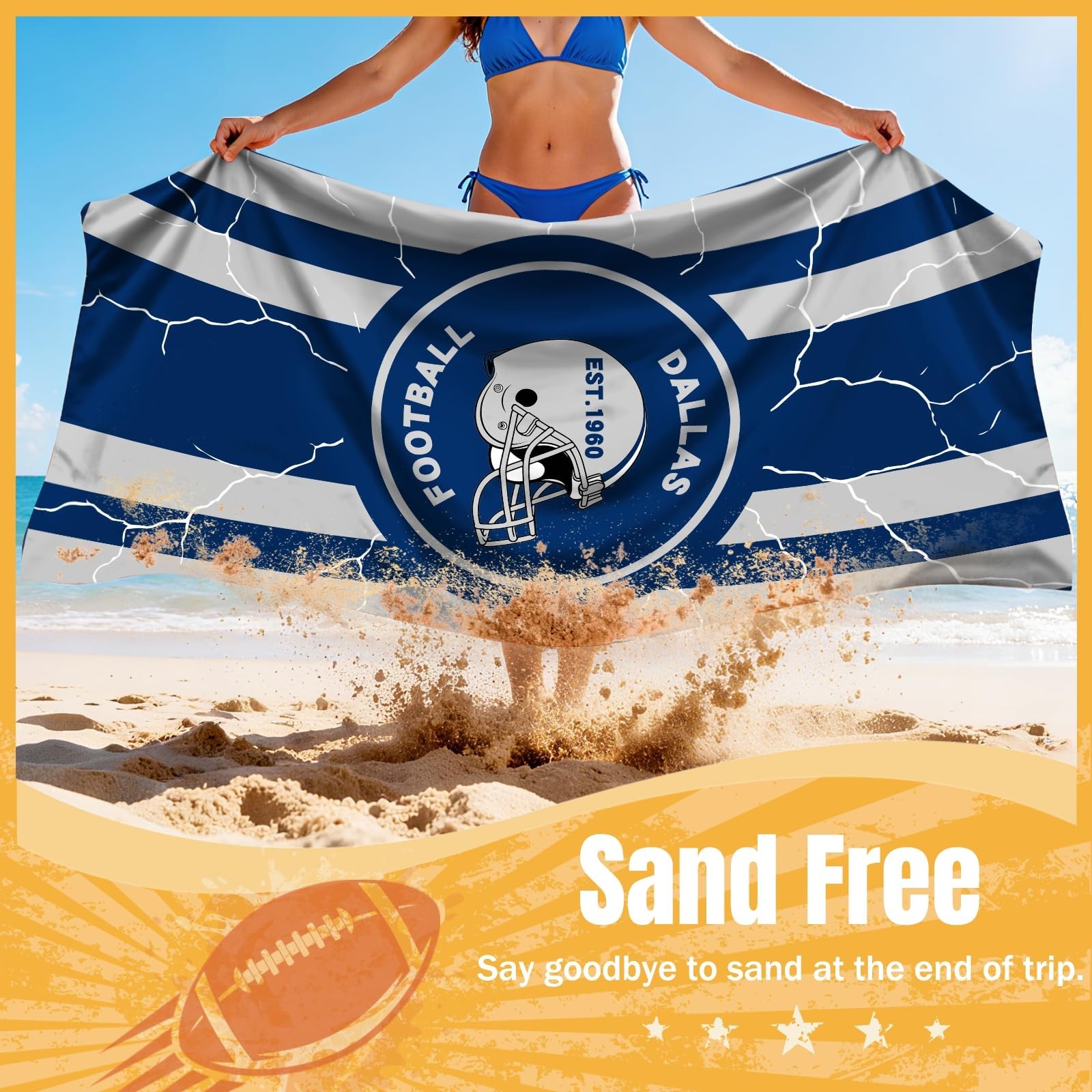 Football Fan Thin Lightweight Microfiber Beach Towel Dallas Themed Oversized …