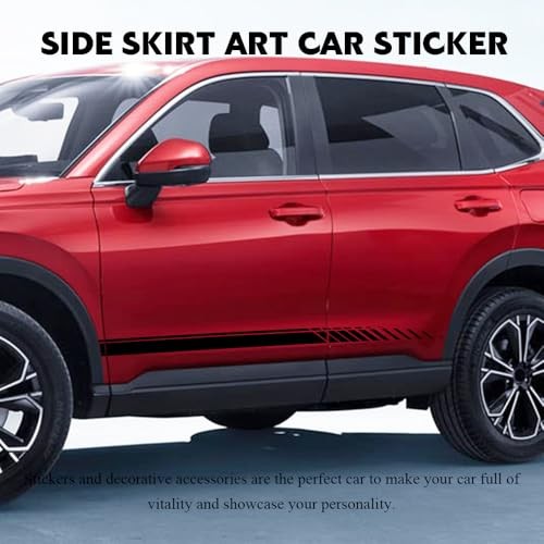 2PCS Sports Racing Stripe Graphic Stickers, Car Decals, Auto Body Side Black