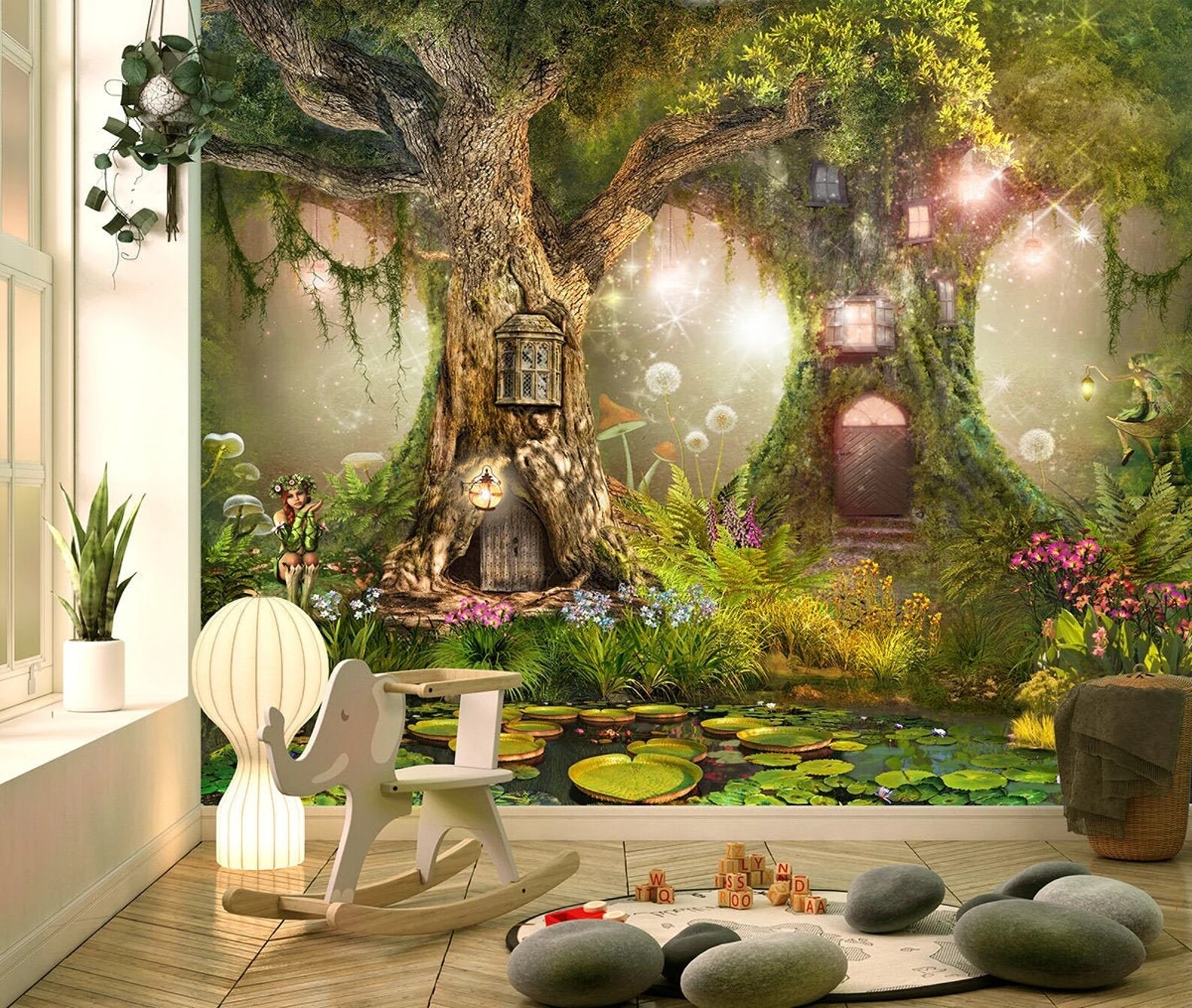 Enchanted Forest Wallpaper | Peel-n-Stick Wall Mural | Fantasy Nursery Decor
