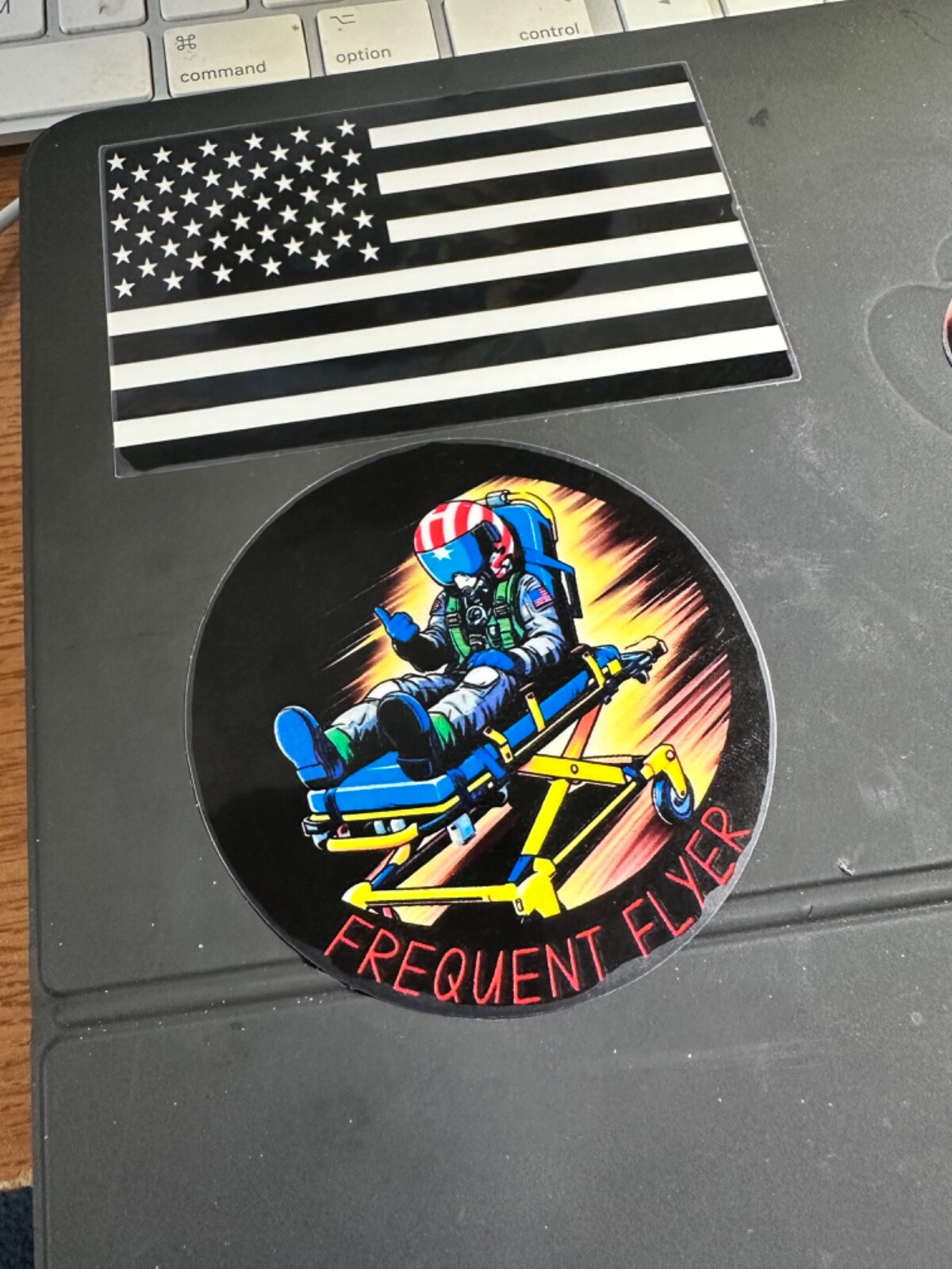 Frequent flyer EMS Ambulance sticker decal laptop water bottle pilot stretcher